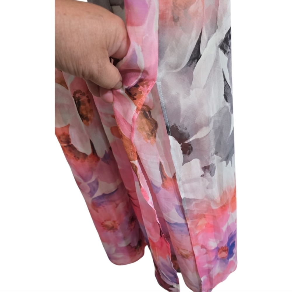 Anthropologie HD in Paris Easel Flora Maxi Dress 14 Watercolor Ruffles Belted - Picture 7 of 12
